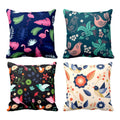 Floral Cushion Covers Set of 4 - Elegant Flower Print Sofa Decor