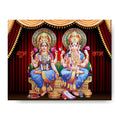 Laxmi Ganesh Rectangular Canvas Painting Frame for Diwali