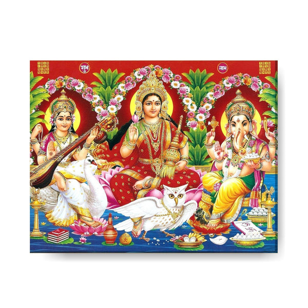 KH7927_9x12goddess-saraswati-and-laxmi-and-lord-ganesha-canvas-frame