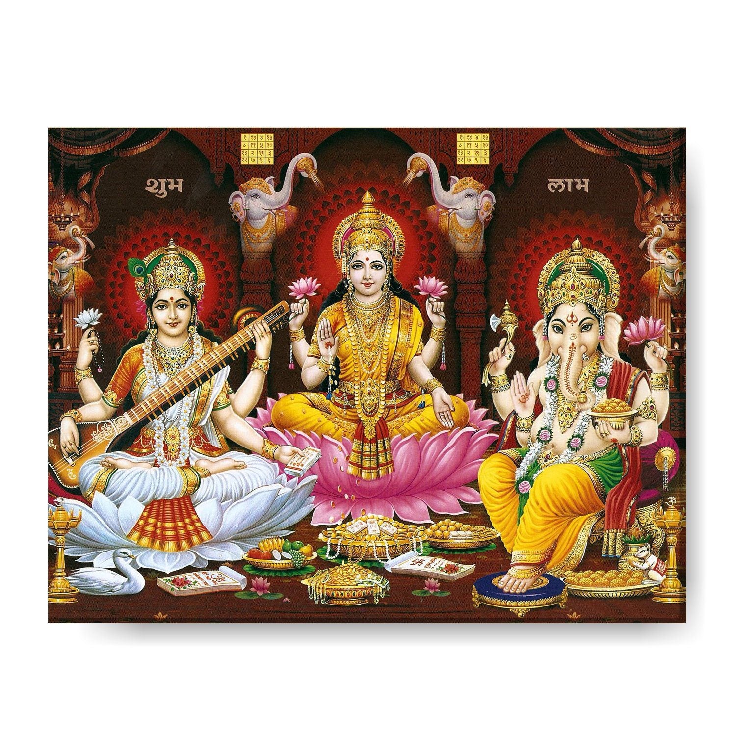 KH7929_9x12goddess-saraswati-and-laxmi-and-lord-ganesha-canvas-frame
