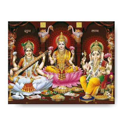 KH7929_9x12goddess-saraswati-and-laxmi-and-lord-ganesha-canvas-frame
