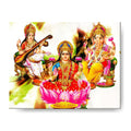 Laxmi Ganesh Saraswati Canvas Painting Frame for Pooja Room