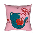Cute Cat Love Cushion Cover - Personalised Valentine Gift
