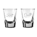 Engraved King Queen Shot Glasses Set of 2