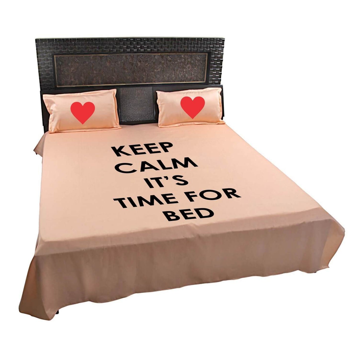 Keep-Calm-Its-Bed-Time-peach-bedsheet