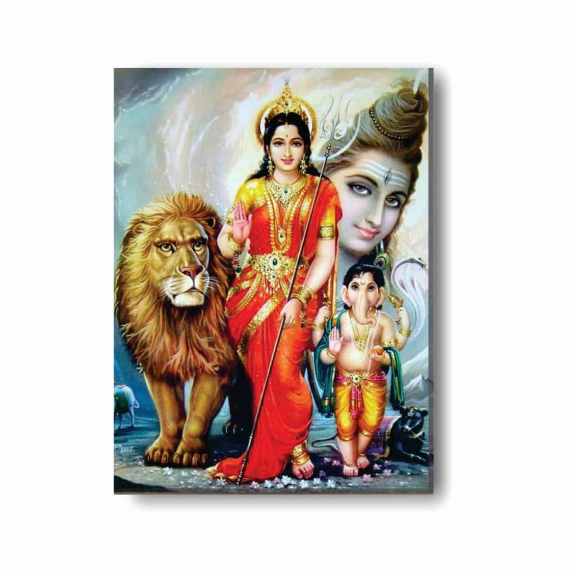 Lord-Shiv-Ganesh-Parvati-Canvas-Frame-KH5149
