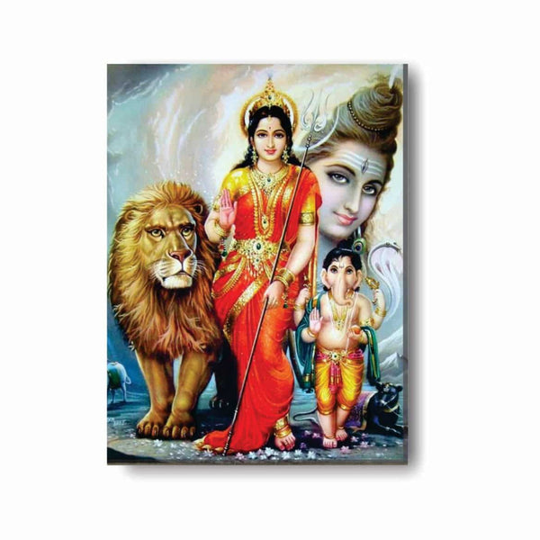 Lord-Shiv-Ganesh-Parvati-Canvas-Frame-KH5149