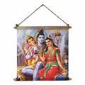 Shiva Parvati Ganesh Canvas Scroll - Family Deity Art