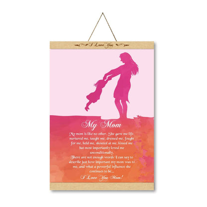 Love You Mom Pink Canvas Message Scroll