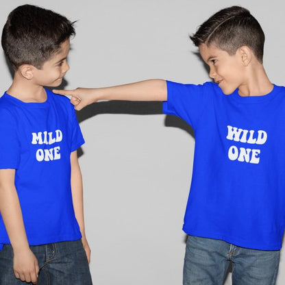 Mild One Wild One Cotton Printed Siblings T-Shirts for Brothers