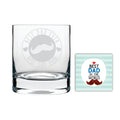 Moustache Best Dad Ever Whiskey Glass With Coaster