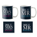 1st Anniversary Mr Right & Mrs Always Right Mugs, Set of 2