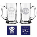 Number One Dad Beer Mug, Engraved Set of 2