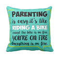 Parenting Is Like Riding A Bike Cushion Cover for Mom