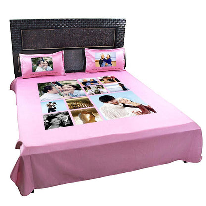 Personalized 10 Photo Collage Double Bed sheet with Pillow Covers