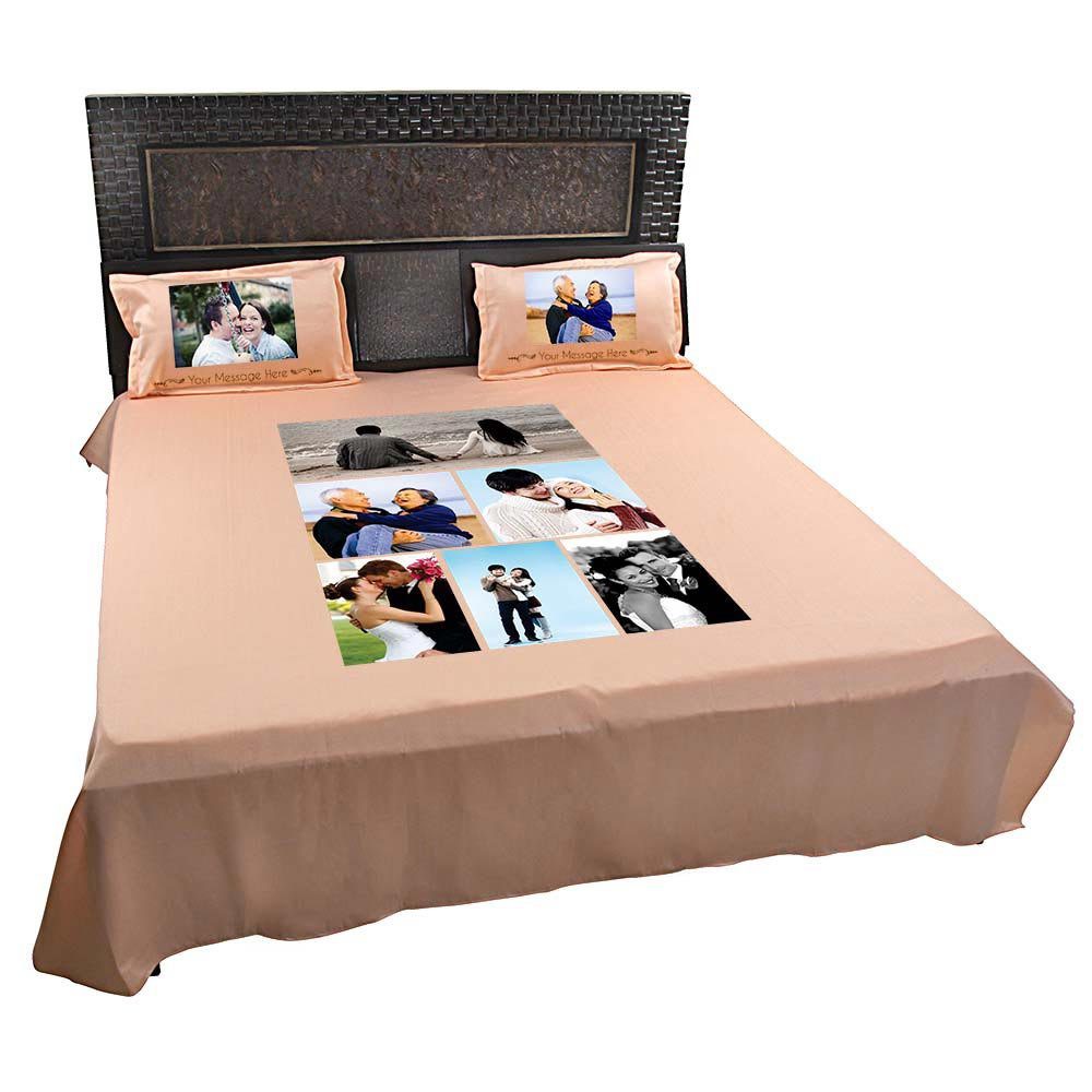 Personalised-6-Photo-Collage-Bedsheet-Peach-1