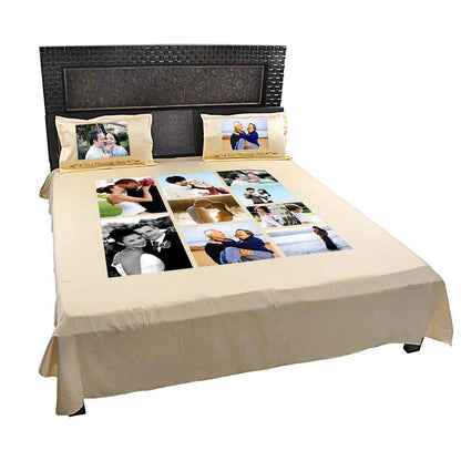 Personalized 9 Photo Collage Double Bed sheet with Pillow Covers