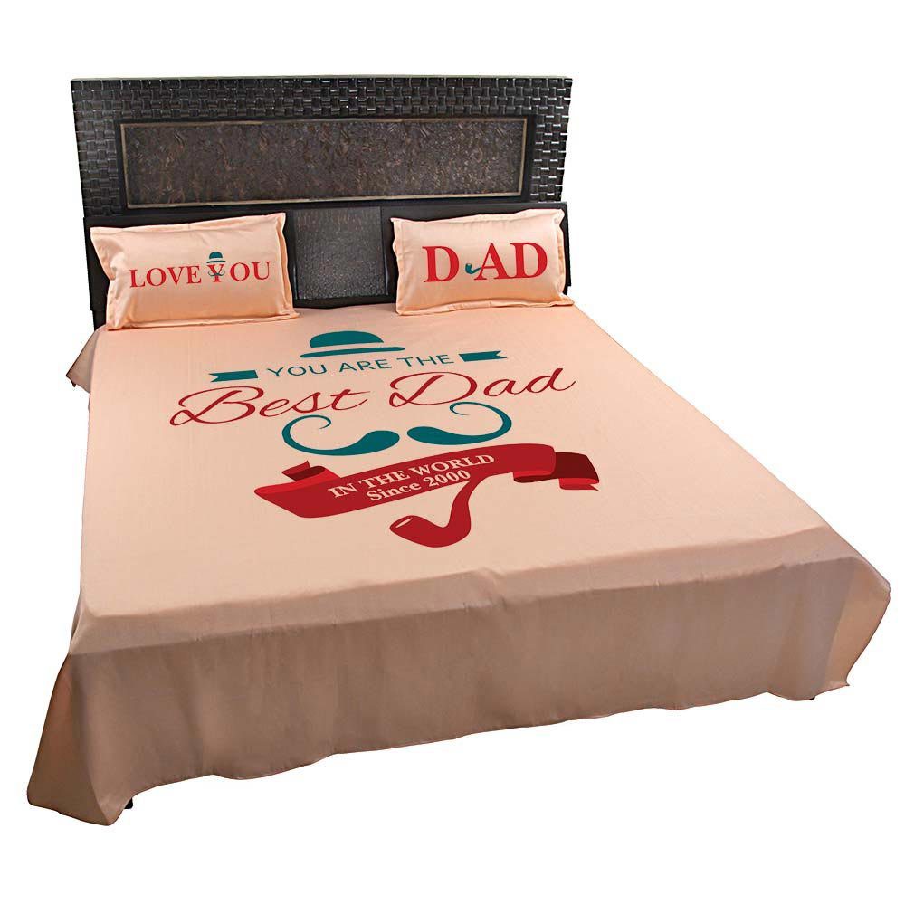 Personalised-Best-Dad-In-The-World-Bedsheet-Peach