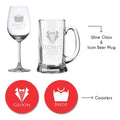 Personalised Bride & Groom Wedding Wine Glass & Beer Mug