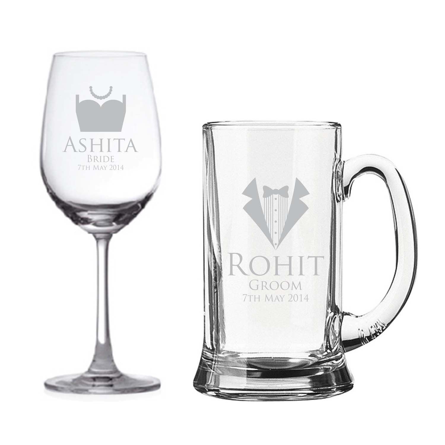 Personalised-Bride-and-Groom-Wine-Glass-Beer-Mug