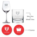 Personalised Bride & Groom Wedding Wine Glass & Whiskey Glass