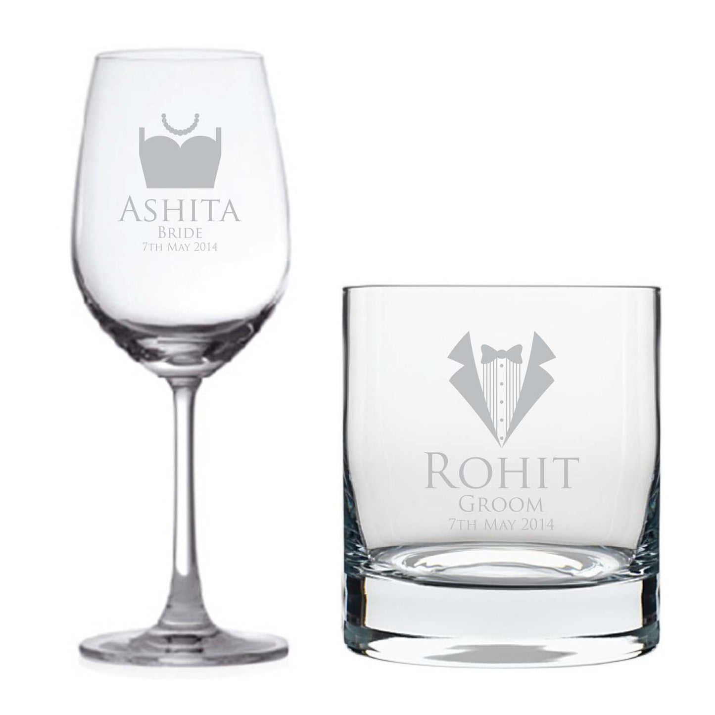 Personalised-Bride-and-Groom-Wine-Glass-Whiskey-Glass