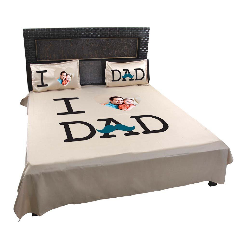 Personalised-I-Love-Dad-Bedsheet-Beige