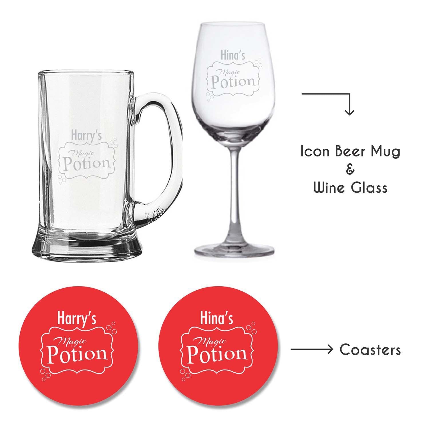 Personalised-Magic-Potion-Wine-Glass-Beer-Mug-With-Coaster