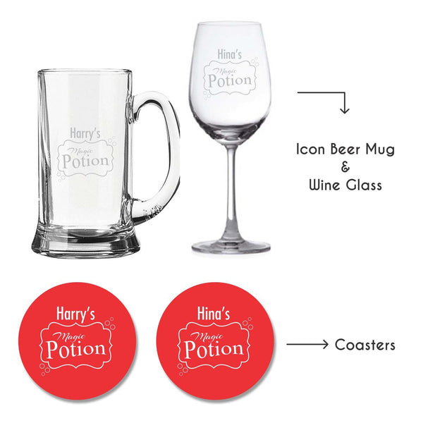 Personalised-Magic-Potion-Wine-Glass-Beer-Mug-With-Coaster