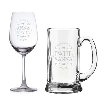 Personalised-Our-Wedding-Wine-Glass-Beer-Mug