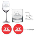 Personalised Save The Date Wedding Wine Glass & Whiskey Glass