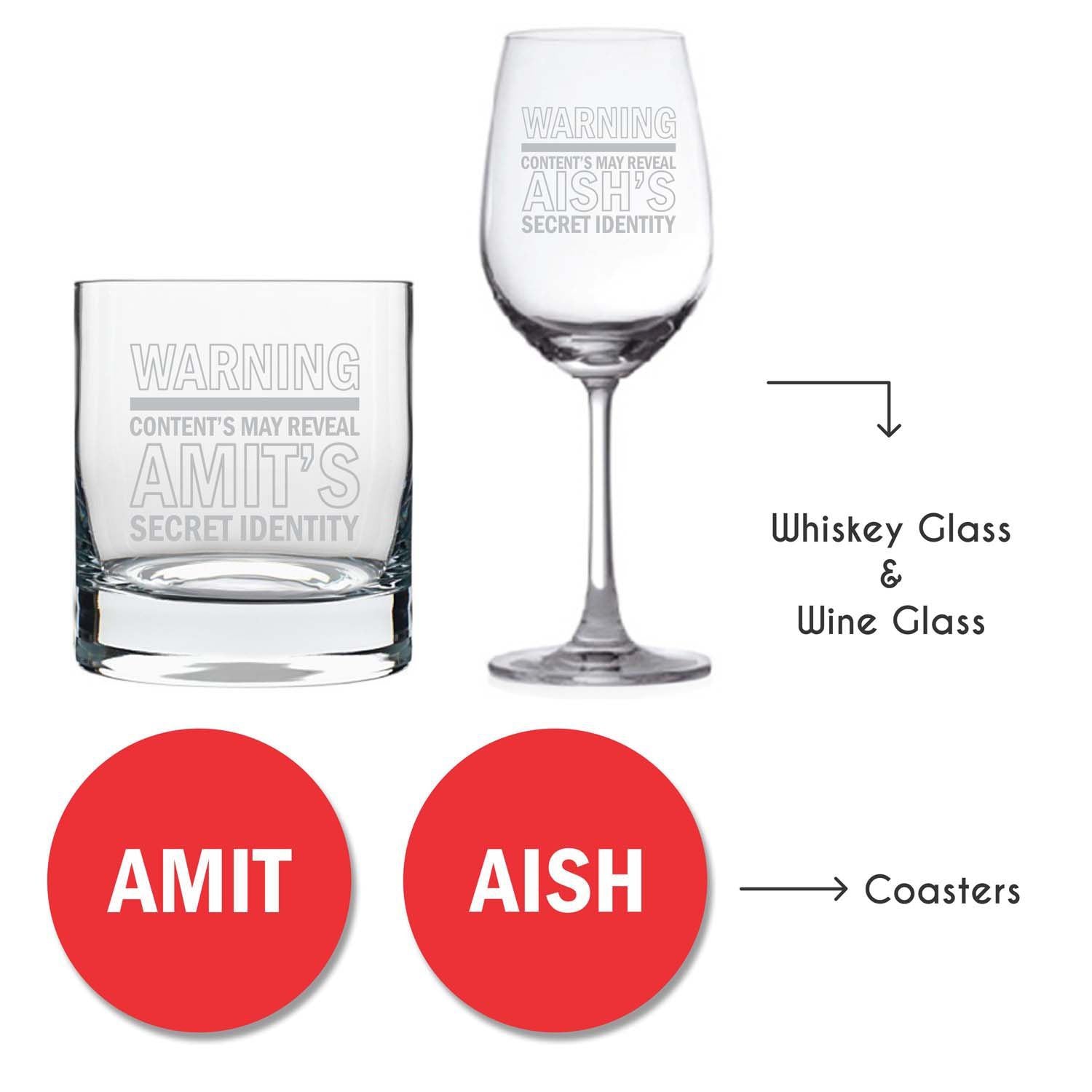 Personalised-Warning-Secret-Identity-Wine-Glass-Whiskey-Glass-With-Coaster