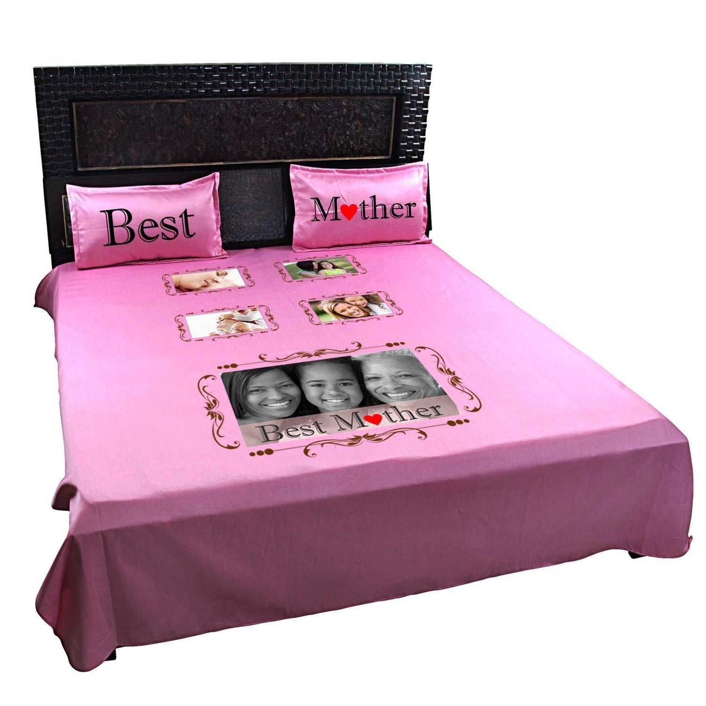 Personalized-Best-Mother-Double-Bed-Photo-Bedsheet-for-Mother-Pink