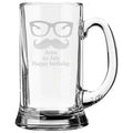 Cool Moustache Personalised Engraved Beer Mug for Brother