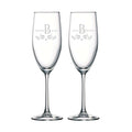 Personalised Floral Names and Monogram Champagne Flutes
