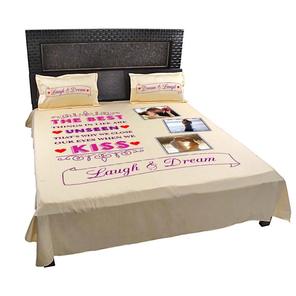 Personalized-Kiss-Laugh-Dream-Picture-Bedsheet-Mango