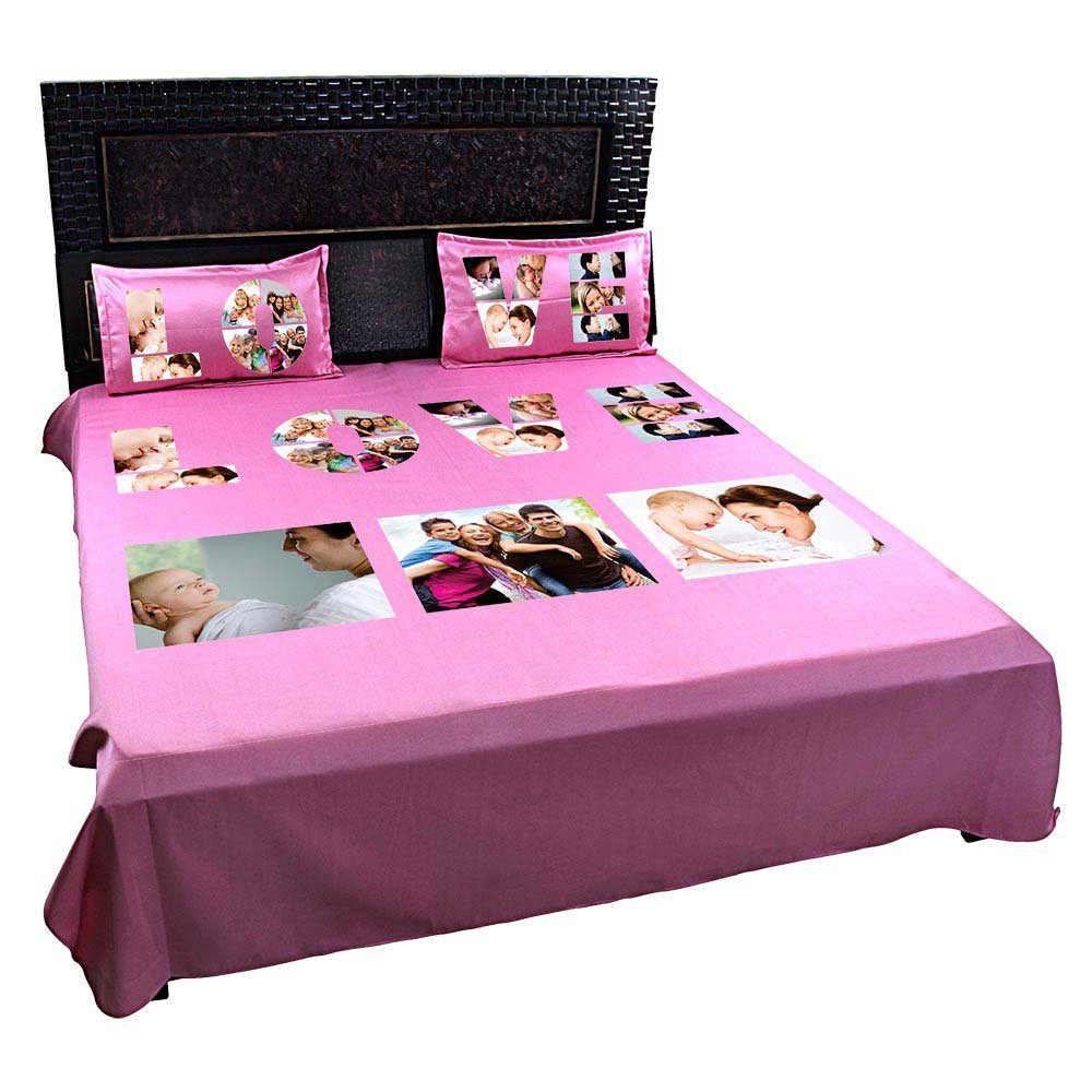 Personalized-Love-Photo-Collage-Bedsheet-Pink