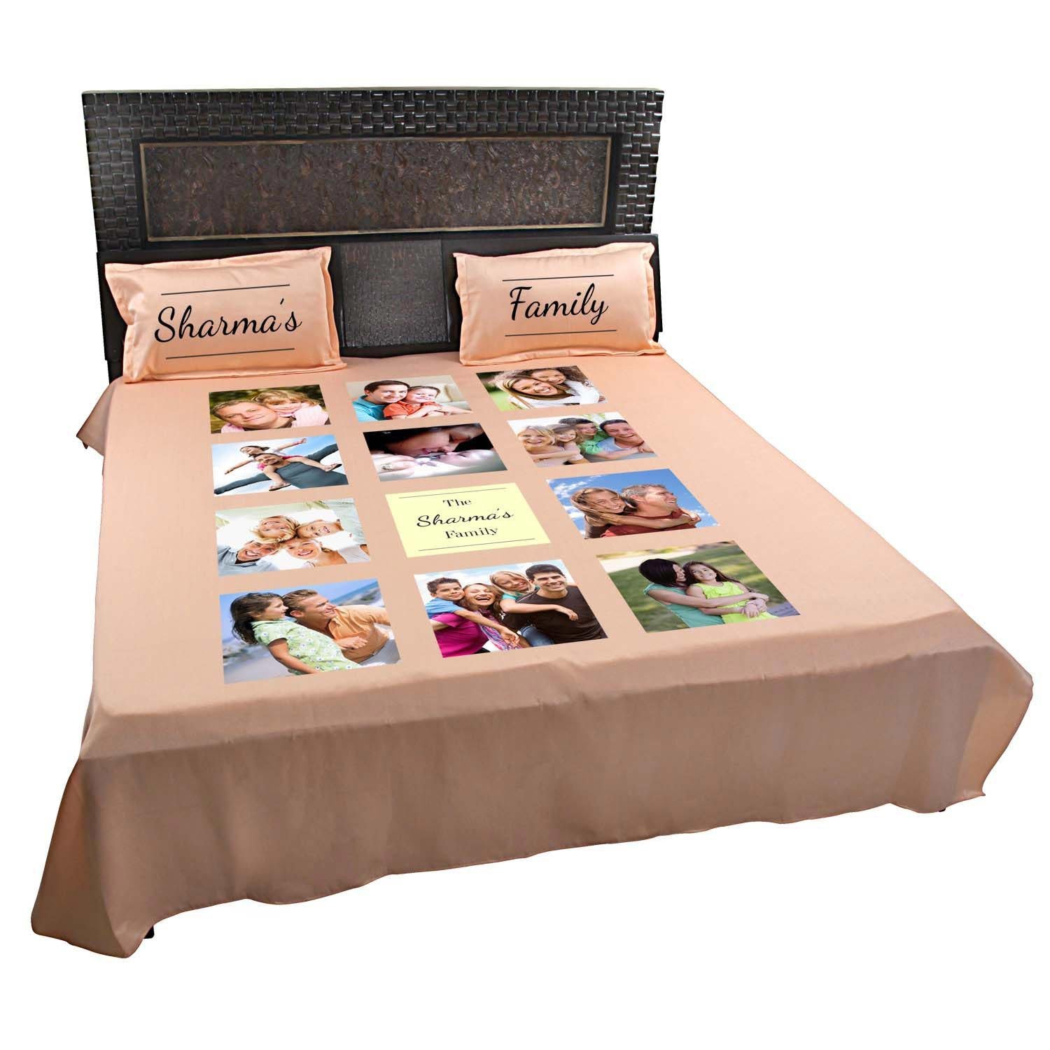 Personalized-Photo-Bed-Sheet-for-Family-Peach