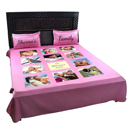 Personalized-Photo-Bed-Sheet-for-Family-Pink