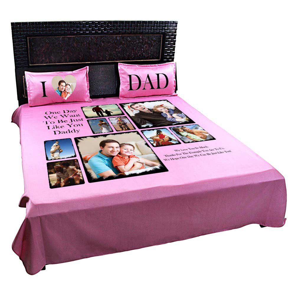 Personalized-Photo-Bedsheet-for-Loving-Dad-Pink