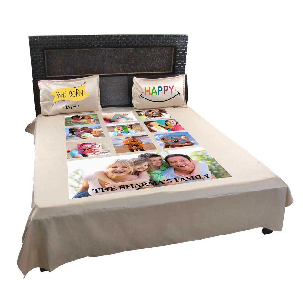 Personalized-Picture-Bedsheet-for-Happy-Family-Beige