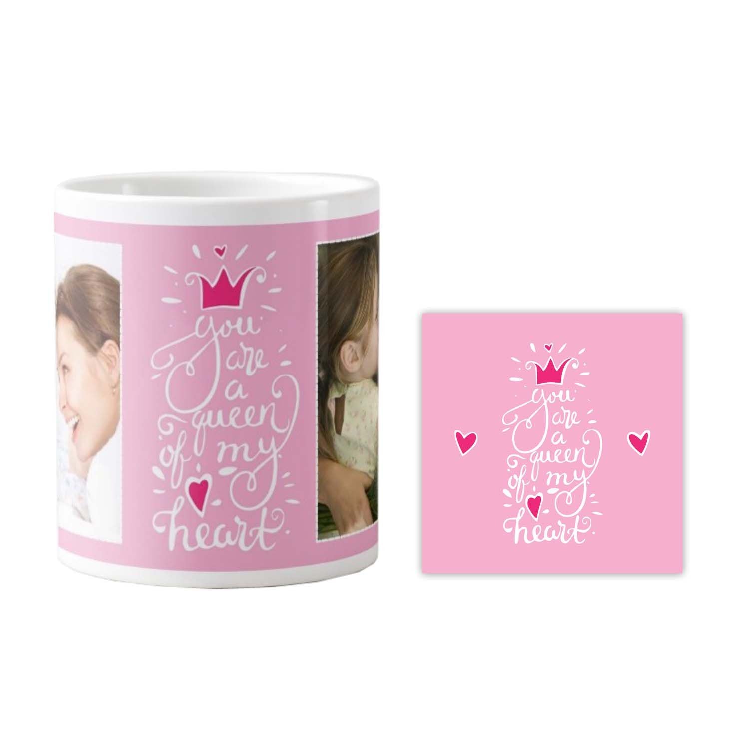 Personalized-You-Are-Queen-of-My-Heart-Mug-With-Coaster