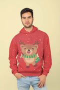 Cute Bear Christmas Hoodie - Red All Over Printed Adult Hoodie