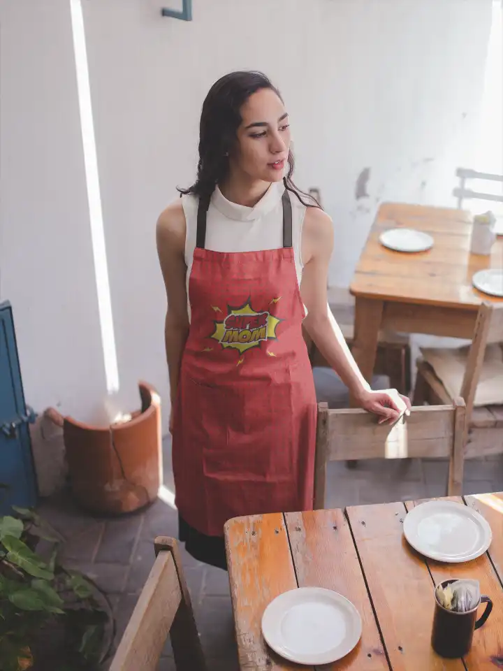 Red Super Mom Apron