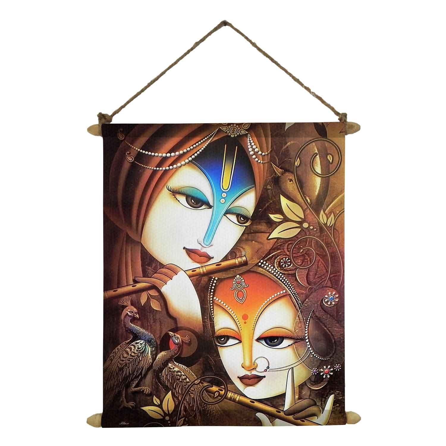 Religious Radha Krishna Canvas Scroll