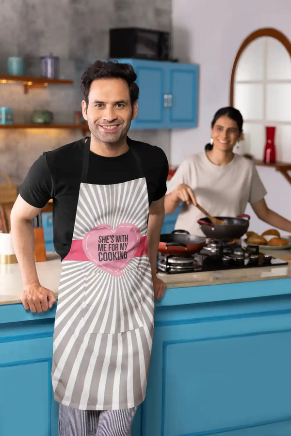 She's With Me For My Cooking Husband Apron
