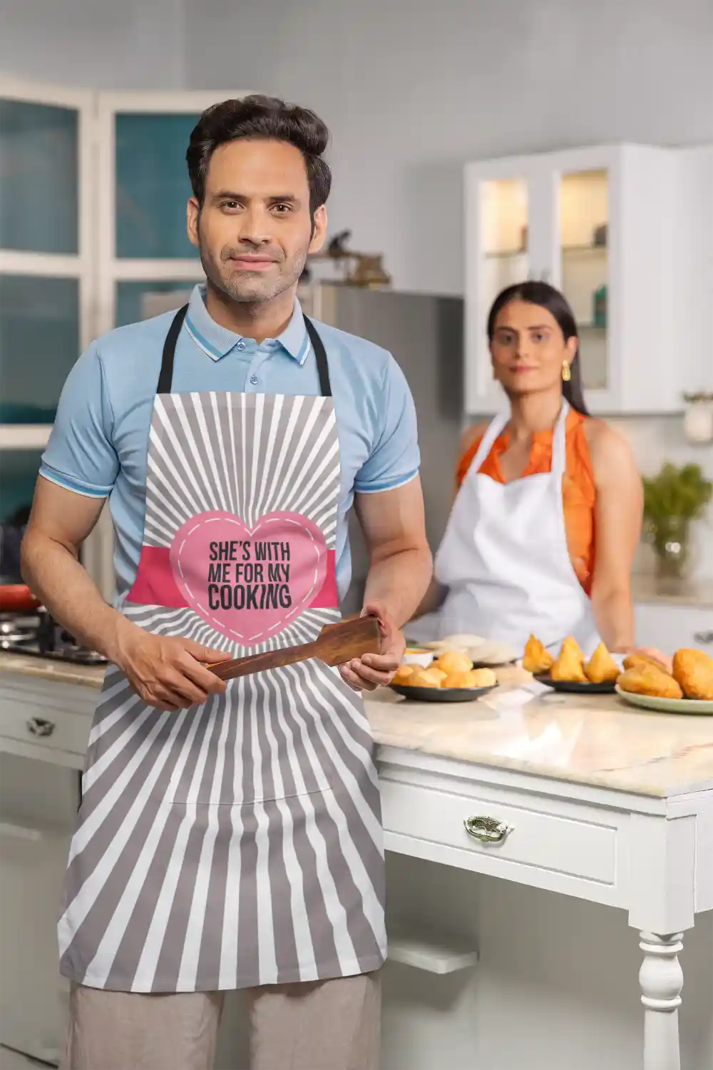 She's With Me For My Cooking Husband Apron