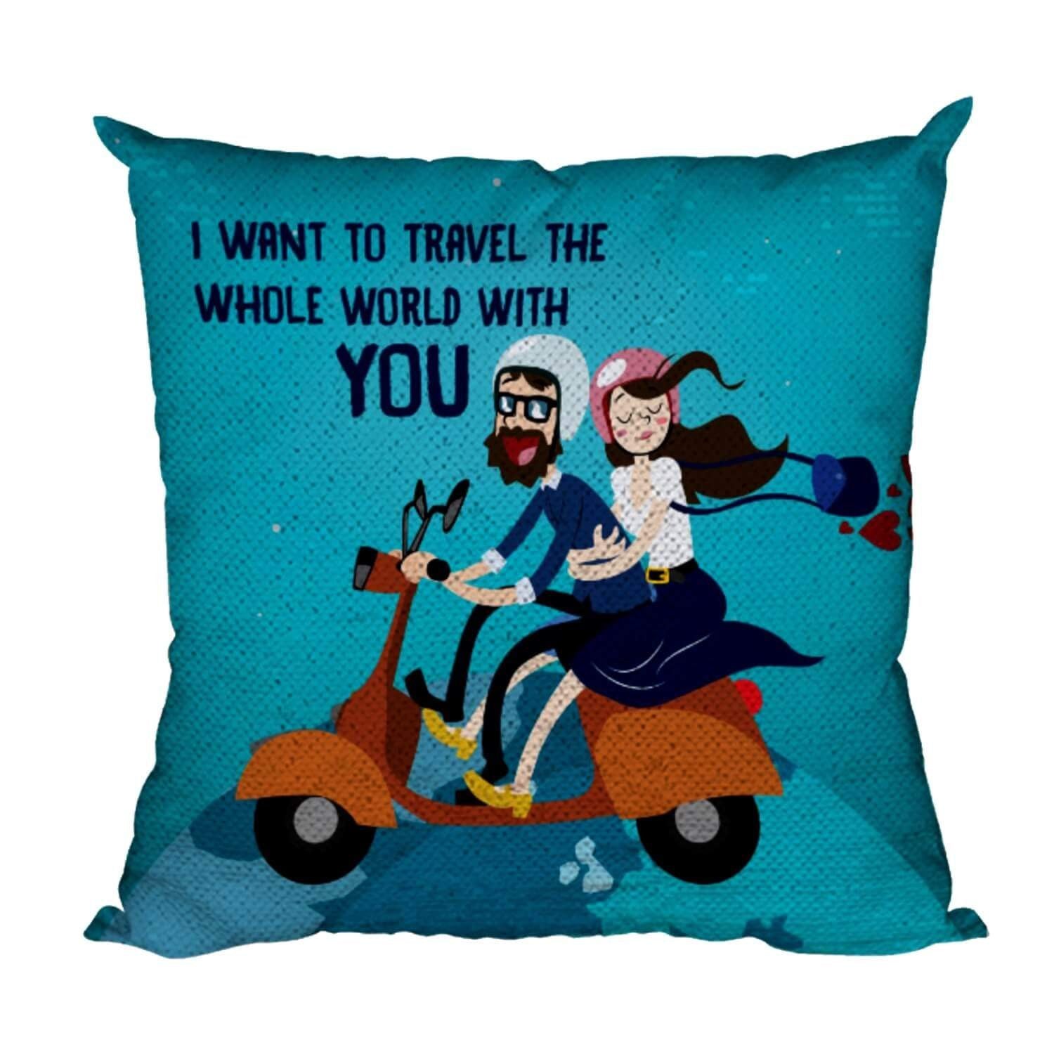 Valentine-Gifts-for-Boyfriend-Husband-Magic-Cushion-Cover-Sequins-Red-I-Want-to-Travel-World-with-You-Love-Printed-Throw-Pillow