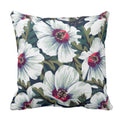 White Floral Cushion Cover - Crisp Botanical Print Decor