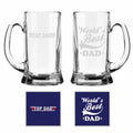 World Best Dad Beer Mug, Engraved Set of 2